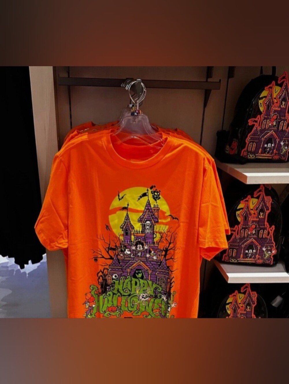 Disney Parks Exclusive Orange Halloween Haunted House T‑Shirt NWT